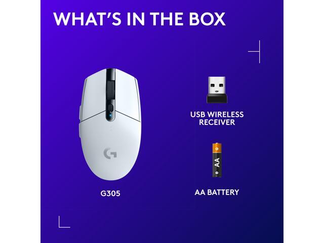 Logitech - G305 LIGHTSPEED Wireless Optical 6 Programmable Button Gaming Mouse with 12,000 DPI HERO Sensor - Wireless - White - image 9