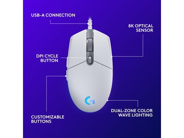 Logitech - G203 LIGHTSYNC Wired Optical Gaming Mouse with 8,000 DPI sensor - Wired - White - image 6