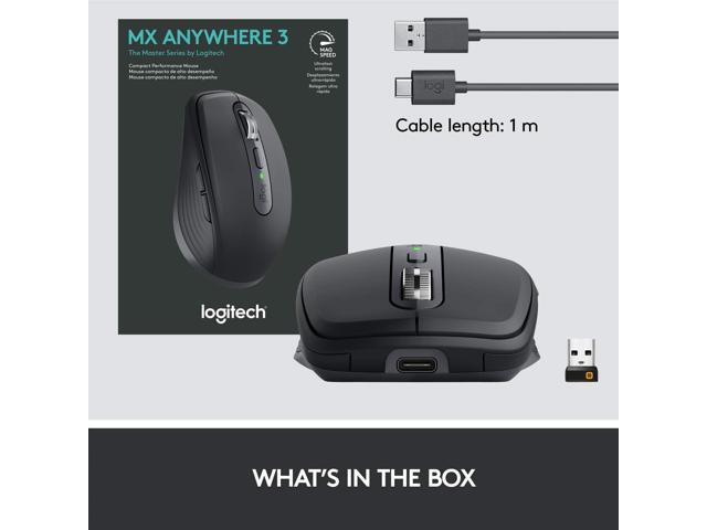 Logitech MX Anywhere 3 Compact Performance Mouse, Wireless, Comfort, Fast Scrolling, Any Surface, Portable, 4000DPI, Customizable Buttons, USB-C,...