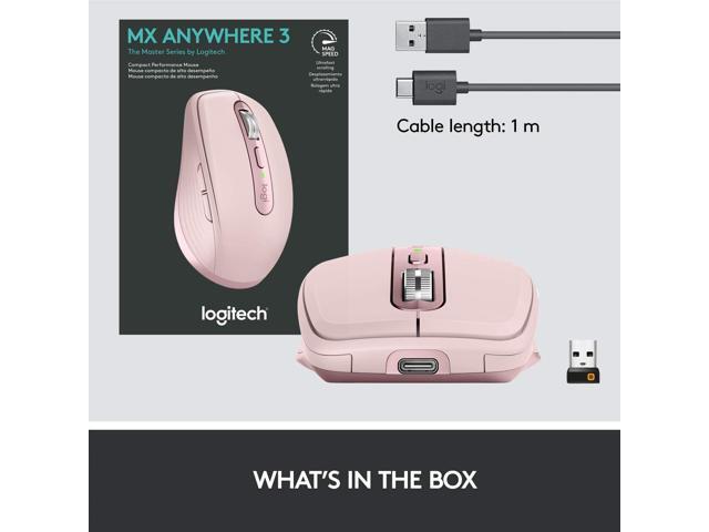 Logitech MX Anywhere 3 Compact Performance Mouse, Wireless, Comfort, Fast Scrolling, Any Surface, Portable, 4000DPI, Customizable Buttons, USB-C,...