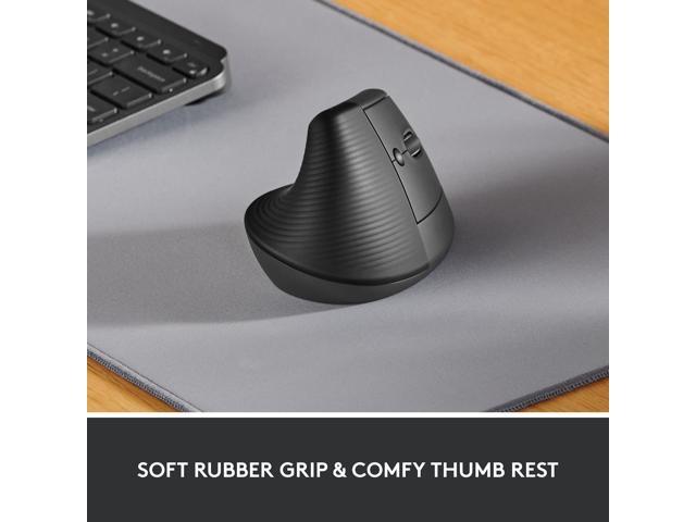 Logitech - Lift Vertical Wireless Optical Ergonomic Mouse with 4 Customizable Buttons - Wireless - Graphite - image 3