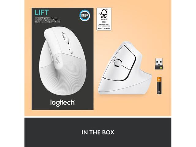 Logitech Lift Vertical Ergonomic Mouse, Wireless, Bluetooth or Logi Bolt USB receiver, Quiet clicks, 4 buttons, compatible with...
