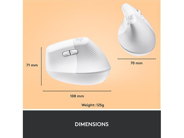 Logitech Lift Vertical Ergonomic Mouse, Wireless, Bluetooth or Logi Bolt USB receiver, Quiet clicks, 4 buttons, compatible with...