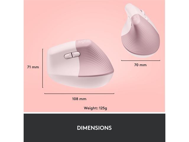 Logitech - Lift Vertical Wireless Optical Ergonomic Mouse with 4 Customizable Buttons - Wireless - Rose - image 8