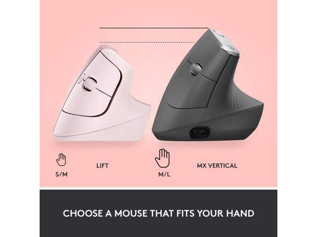Logitech - Lift Vertical Wireless Optical Ergonomic Mouse with 4 Customizable Buttons - Wireless - Rose - image 9