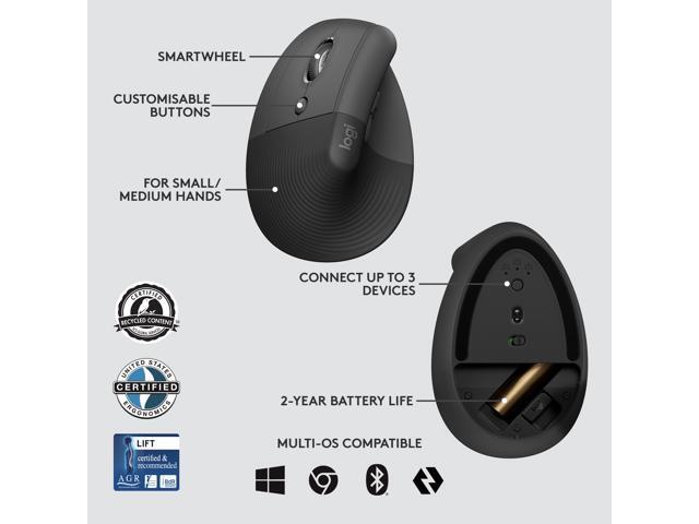 Logitech - Lift for Business Vertical Ergonomic Left Handed Wireless Mouse - Wireless - Graphite - image 6