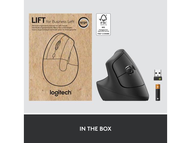 Logitech - Lift for Business Vertical Ergonomic Left Handed Wireless Mouse - Wireless - Graphite - image 9