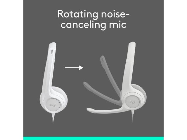 Logitech - H390 Wired USB-A On-Ear Stereo Headphones with Noise Canceling Microphone - Off-White - image 3