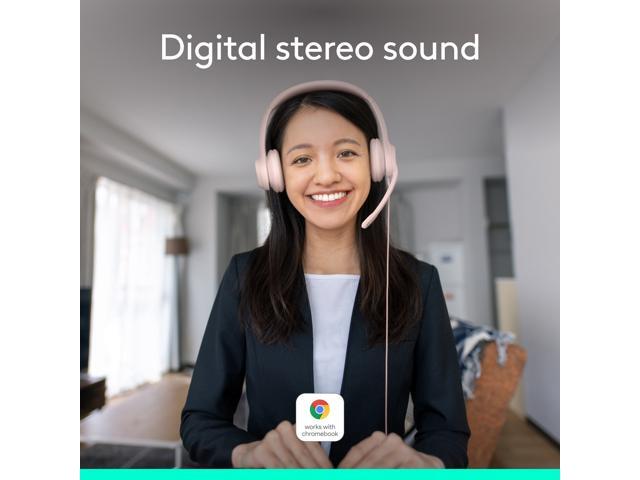 Logitech - H390 Wired USB-A On-Ear Stereo Headphones with Noise Canceling Microphone - Rose - image 2