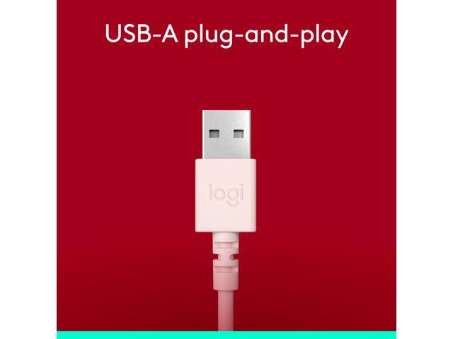 Logitech - H390 Wired USB-A On-Ear Stereo Headphones with Noise Canceling Microphone - Rose - image 5