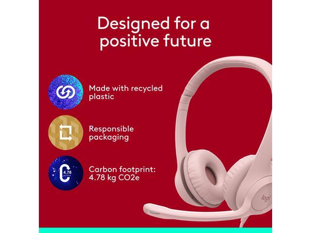 Logitech - H390 Wired USB-A On-Ear Stereo Headphones with Noise Canceling Microphone - Rose - image 9