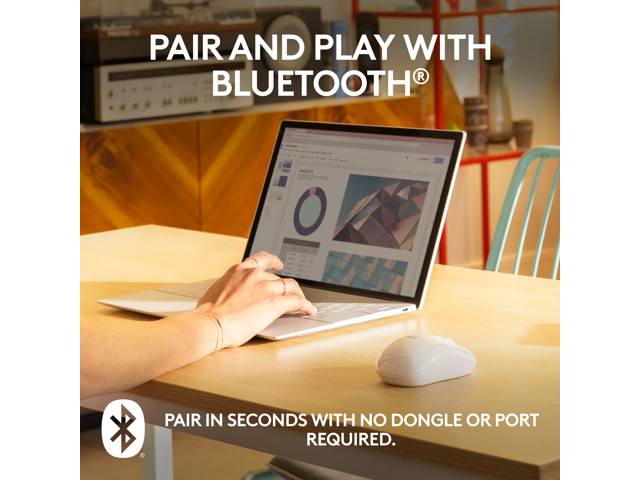 Logitech - M240 Silent Bluetooth Wireless Optical Ambidextrous Mouse - Wireless - Off-White - image 2