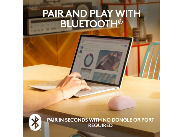 Logitech - M240 Silent Bluetooth Wireless Optical Ambidextrous Mouse - Wireless - Rose - image 2