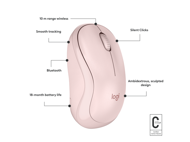 Logitech - M240 Silent Bluetooth Wireless Optical Ambidextrous Mouse - Wireless - Rose - image 7