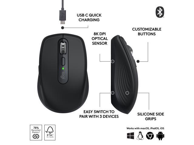 Logitech - MX Anywhere 3S Wireless Bluetooth Optical Fast Scrolling Mouse with Programmable Buttons - Wireless - Black - image 9