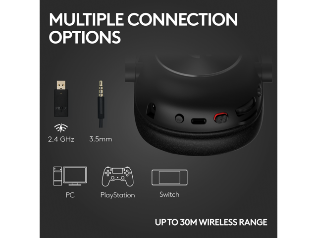 Logitech - PRO X 2 LIGHTSPEED Wireless Over-the-Ear Gaming Headset for PC, PS5, PS4, Nintendo Switch - Black - image 6