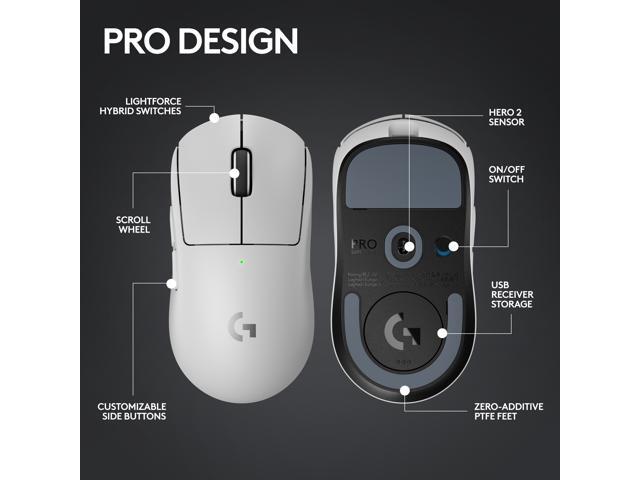 Logitech - G PRO X SUPERLIGHT 2 LIGHTSPEED Lightweight Wireless Optical HERO 2 Sensor 44 000 DPI Gaming Mouse with 8K Polling - Wireless - Off-White - image 7