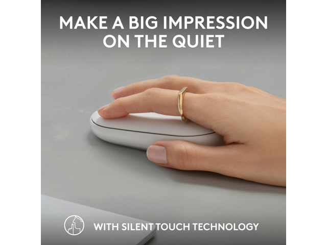Logitech - Pebble Mouse 2 M350s Slim Lightweight Wireless Bluetooth Optical Silent Ambidextrous Mouse with Customizable Buttons - Wireless - Off-White - image 5