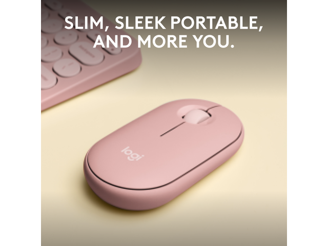 Logitech - Pebble Mouse 2 M350s Slim Lightweight Wireless Bluetooth Optical Silent Ambidextrous Mouse with Customizable Buttons - Wireless - Rose - image 2