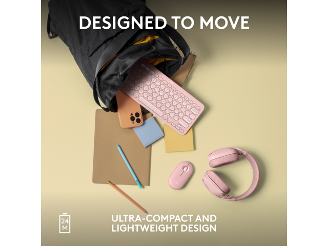 Logitech - Pebble Mouse 2 M350s Slim Lightweight Wireless Bluetooth Optical Silent Ambidextrous Mouse with Customizable Buttons - Wireless - Rose - image 7