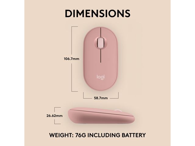 Logitech - Pebble Mouse 2 M350s Slim Lightweight Wireless Bluetooth Optical Silent Ambidextrous Mouse with Customizable Buttons - Wireless - Rose - image 8
