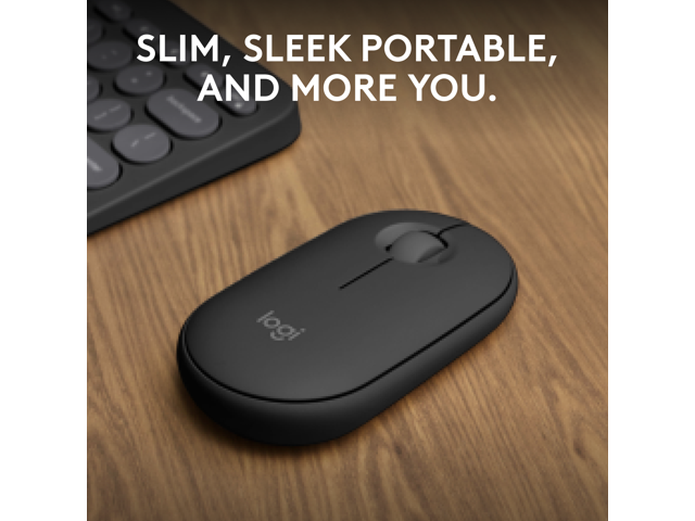 Logitech - Pebble Mouse 2 M350s Slim Lightweight Wireless Bluetooth Optical Silent Ambidextrous Mouse with Customizable Buttons - Wireless - Graphite - image 2
