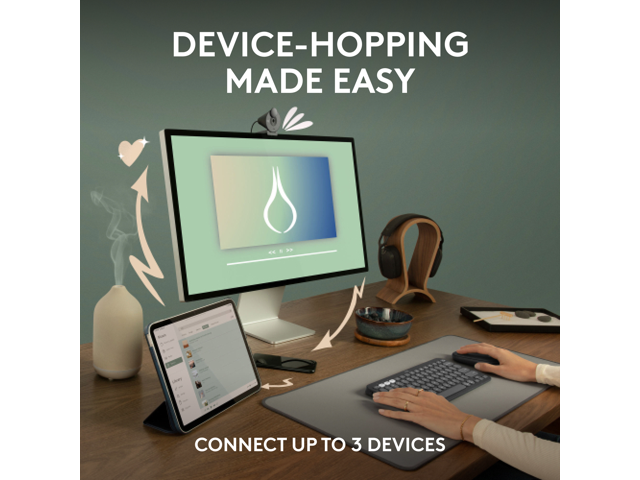 Logitech - Pebble Mouse 2 M350s Slim Lightweight Wireless Bluetooth Optical Silent Ambidextrous Mouse with Customizable Buttons - Wireless - Graphite - image 3