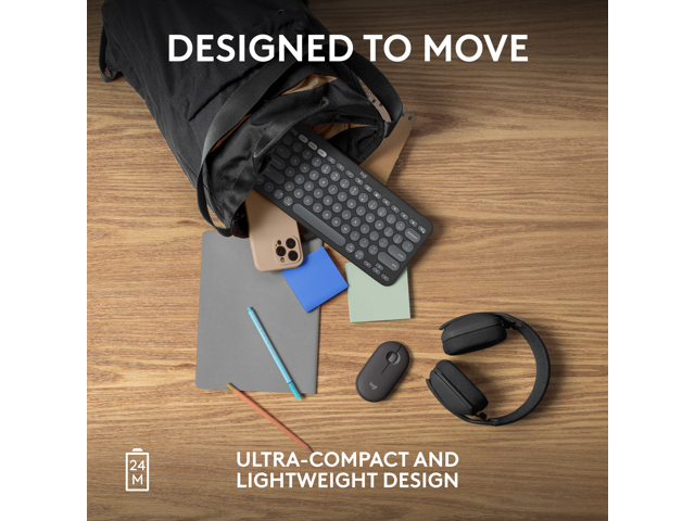 Logitech - Pebble Mouse 2 M350s Slim Lightweight Wireless Bluetooth Optical Silent Ambidextrous Mouse with Customizable Buttons - Wireless - Graphite - image 7