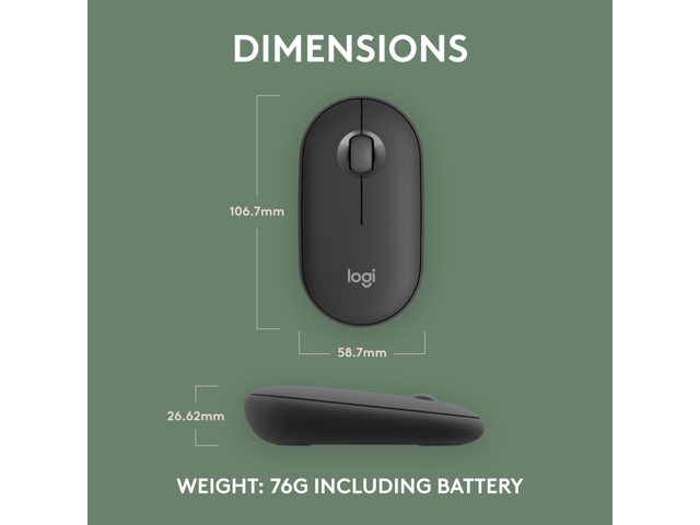 Logitech - Pebble Mouse 2 M350s Slim Lightweight Wireless Bluetooth Optical Silent Ambidextrous Mouse with Customizable Buttons - Wireless - Graphite - image 8
