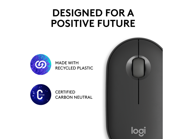 Logitech - Pebble Mouse 2 M350s Slim Lightweight Wireless Bluetooth Optical Silent Ambidextrous Mouse with Customizable Buttons - Wireless - Graphite - image 10