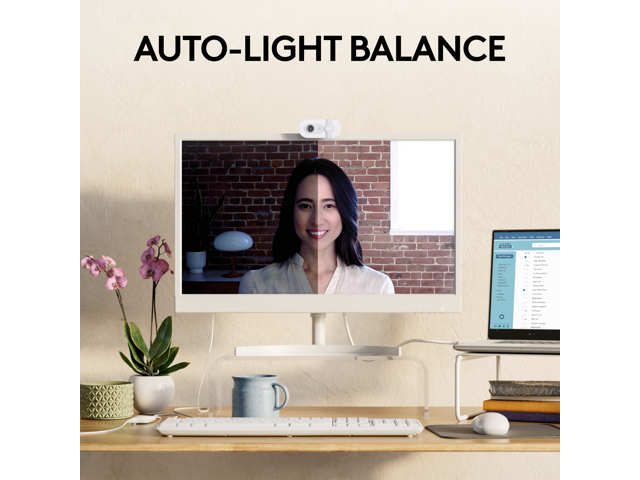 Logitech - Brio 100 1080p Full HD Webcam for Meetings and Streaming - Off-White - image 3