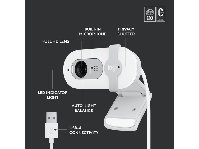 Logitech - Brio 100 1080p Full HD Webcam for Meetings and Streaming - Off-White - image 6
