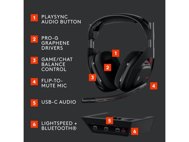 Logitech - A50 LIGHTSPEED Wireless Gaming Headset + Base Station (Gen 5) for Xbox, PlayStation 5, PC/Mac or Nintendo Switch - Black - image 7