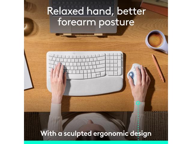 Logitech - ERGO M575 S Wireless Ergonomic Trackball Mouse - Wireless - White - image 3