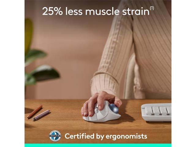 Logitech - ERGO M575 S Wireless Ergonomic Trackball Mouse - Wireless - White - image 4