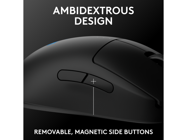 Logitech - PRO 2 LIGHTSPEED Lightweight Optical HERO 44K DPI Gaming Mouse with 4 Customizable and Switchable Magnetic Side Buttons - Wireless - Black - image 3