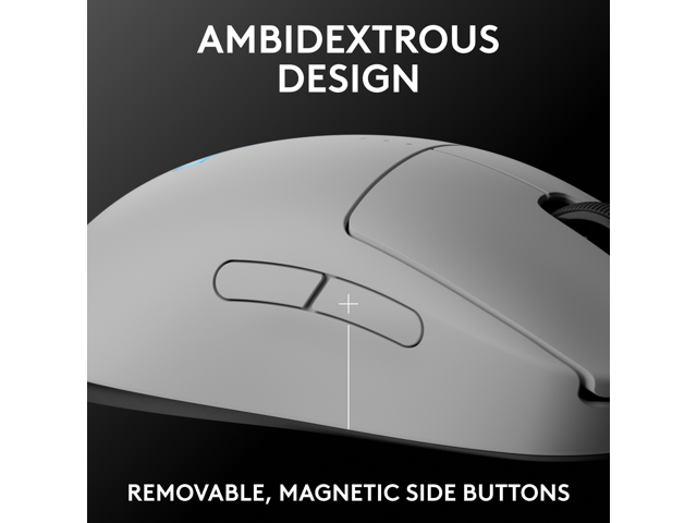Logitech - PRO 2 LIGHTSPEED Lightweight Optical HERO 44K DPI Gaming Mouse with 4 Customizable and Switchable Magnetic Side Buttons - Wireless - White - image 3