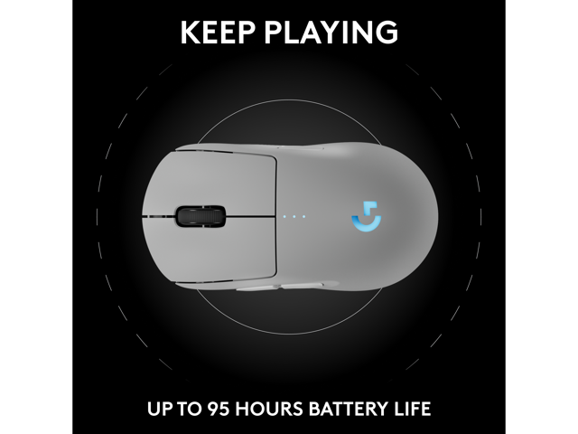 Logitech - PRO 2 LIGHTSPEED Lightweight Optical HERO 44K DPI Gaming Mouse with 4 Customizable and Switchable Magnetic Side Buttons - Wireless - White - image 7