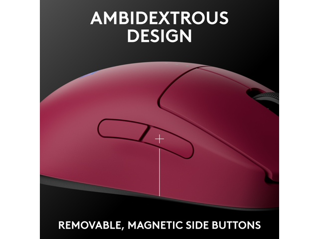 Logitech - PRO 2 LIGHTSPEED Lightweight Optical HERO 44K DPI Gaming Mouse with 4 Customizable and Switchable Magnetic Side Buttons - Wireless - Magenta - image 3