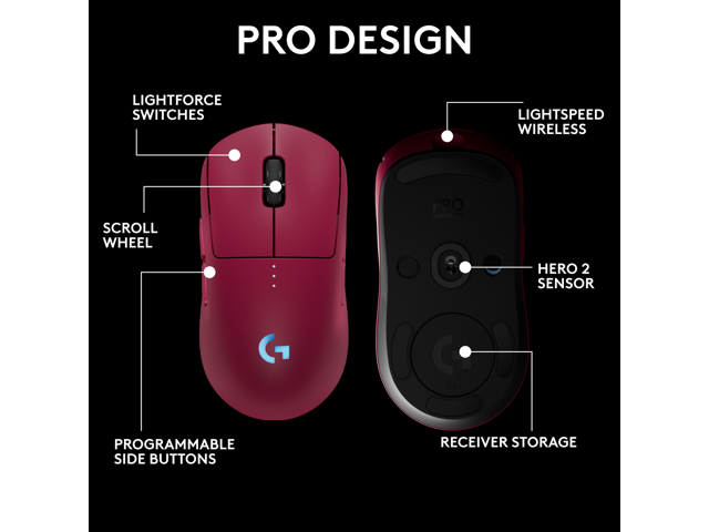 Logitech - PRO 2 LIGHTSPEED Lightweight Optical HERO 44K DPI Gaming Mouse with 4 Customizable and Switchable Magnetic Side Buttons - Wireless - Magenta - image 8