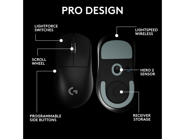 Logitech - PRO X Superlight 2 DEX Lightweight Wireless Optical HERO 2 Sensor 44 000 DPI Gaming Mouse with 5 Programmable Buttons - Wireless - Black - image 7