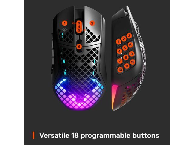 SteelSeries - Aerox 9 Wireless Ultra Lightweight Honeycomb Water Resistant RGB Optical Gaming Mouse With 18 Programmable Buttons - Wireless - Black - image 5
