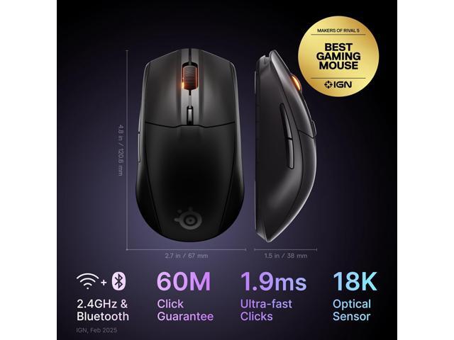 SteelSeries - Rival 3 Gen 2 Wireless Optical Gaming Mouse with Ultra-fast clicks - Wireless - Black - image 3