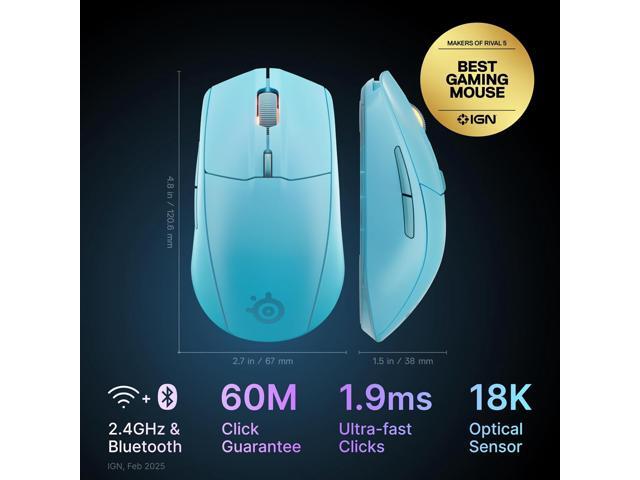 SteelSeries - Rival 3 Gen 2 Wireless Optical Gaming Mouse with Ultra-fast clicks - Wireless - Aqua - image 3