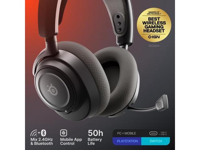 SteelSeries - Arctis Nova 7 Gen 2 Wireless Over-The-Ear Multi Gaming Headset for PC, PS5, Switch, Handheld - Black - image 9