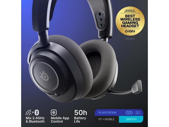 SteelSeries - Arctis Nova 7P Gen 2 Wireless Over-The-Ear Multi Gaming Headset for PS4, PS5, Switch, Handheld, PC - Black - image 9