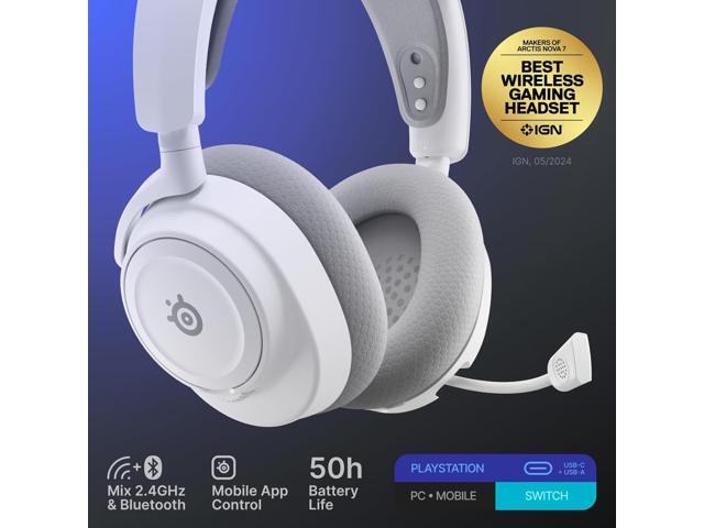 SteelSeries - Arctis Nova 7P Gen 2 Wireless Over-The-Ear Multi Gaming Headset for PS4, PS5, Switch, Handheld, PC - White - image 9