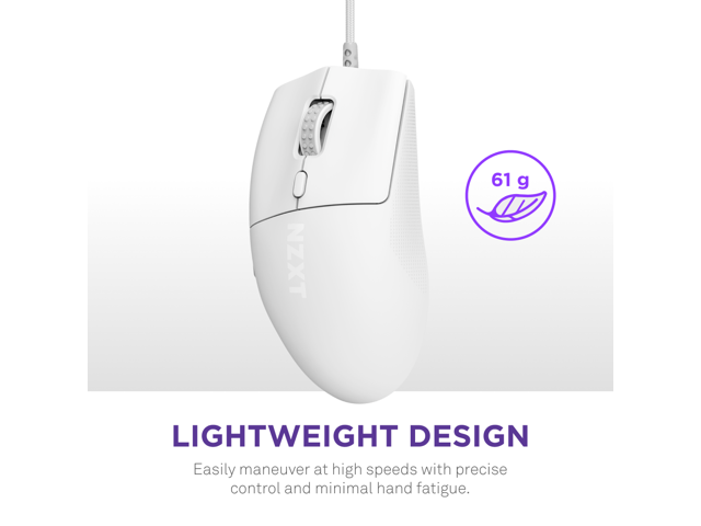 NZXT Lift 2 Ergo LIGHTWEIGHT Ergonomic Wired Gaming Mouse, optical switches, 26,000 DPI, 8K polling rate, White