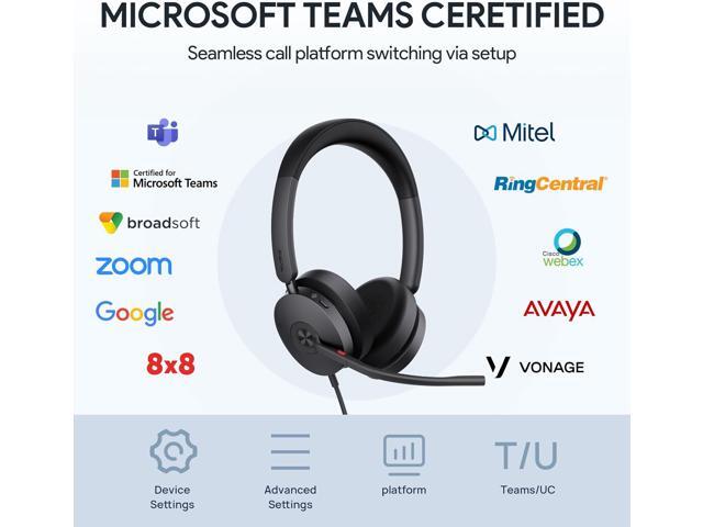 Yealink UH48 ANC Wired Headset with Microphone, Active Noise Cancelling USB Headphones for PC, MS Teams Certified Works with All Other Call...