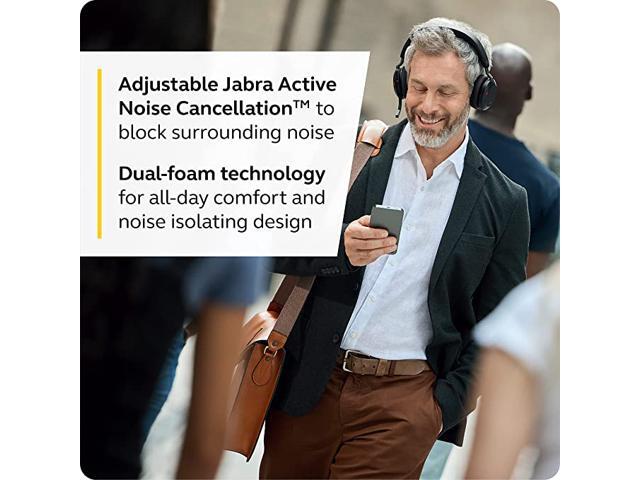 Jabra Evolve2 75 PC Wireless Headset with Charging Stand and 8-Mic Technology - Dual Foam Stereo Headphones with Advanced Active Noise Cancelling,...